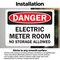 Signmission Electric Meter Room No Danger Sign, Vinyl Decal, 5in W x 3.5in L, 2PK OS-2PACK-DS-D-35-L-19336 - alternate 6